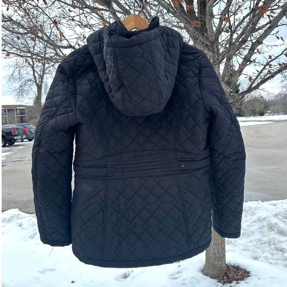 Laundry by Shelli Segal Women’s Quilted Winter Jacket With Hood Size Large Black - Picture 12 of 14